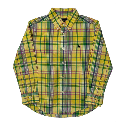 Vintage Age 4 Ralph Lauren Checked Shirt - XS Yellow Cotton