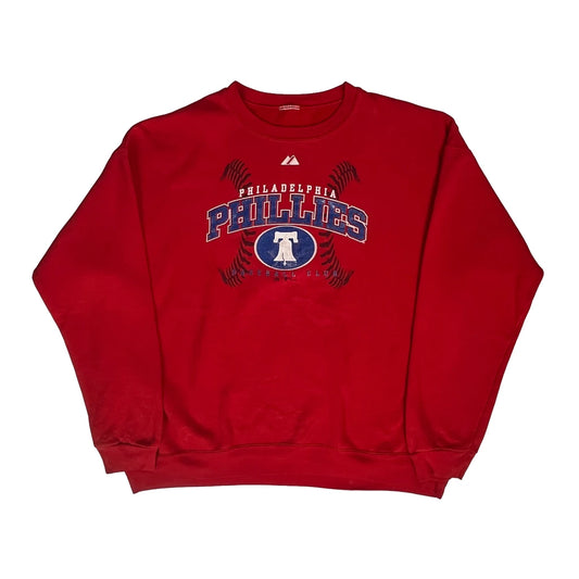 Vintage Philadelphia Phillies Majestic Mlb Sweatshirt - XL Red Cotton