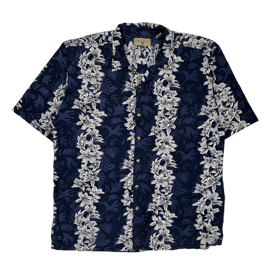 Fargo Floral Hawaiian Shirt - XL Blue Cotton