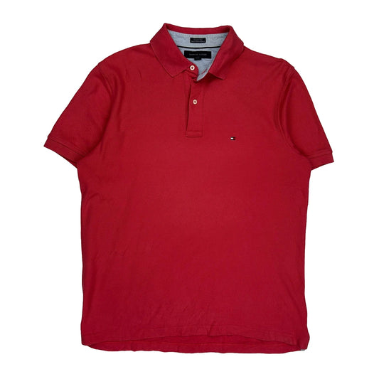 Tommy Hilfiger Polo Shirt - Large Red Cotton