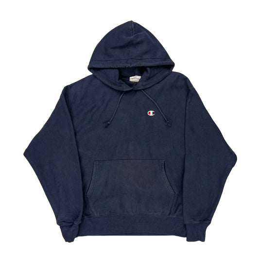 Reverse Weave Champion Hoodie - Large Navy Cotton