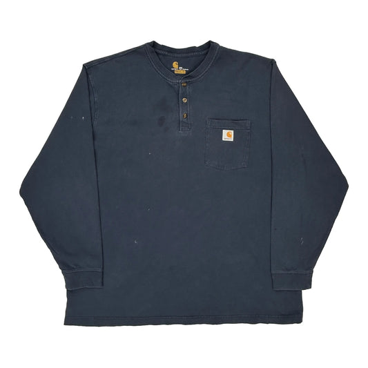 Carhartt Long Sleeve T-Shirt - 2XL Navy Cotton