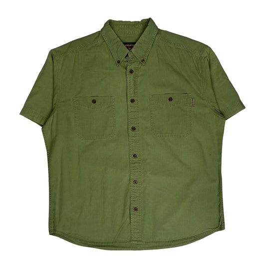 Woolrich Short Sleeve Shirt - Large Green Cotton