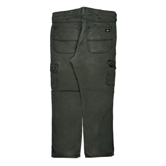 Dickies Cargo Trousers - 36W 30L Grey Cotton Blend