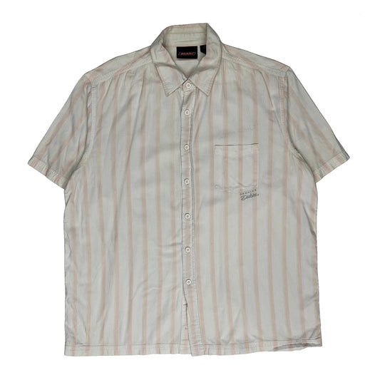 Dickies Striped Short Sleeve Shirt - XL White Cotton