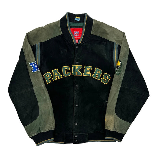Packers Nfl Football Varsity Jacket - Large Black Polyester