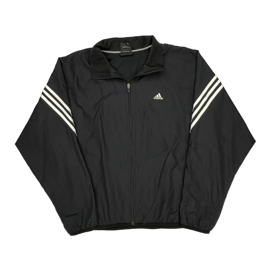 Three Stripes Adidas Striped Track Jacket - Large Black Polyester
