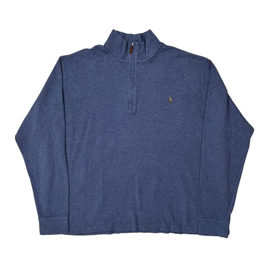 Vintage Polo By Ralph Lauren 1/4 Zip - Large Blue Cotton