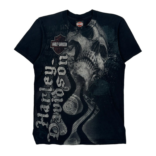Harley Davidson Graphic T-Shirt - Medium Black Cotton