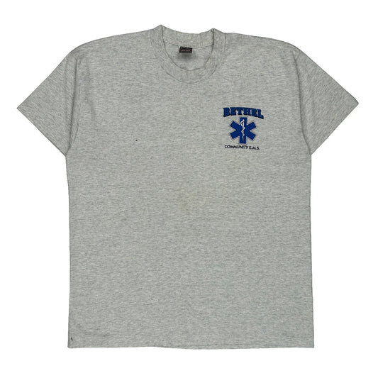 Made In USA Single Stitch Community Ambulance Fruit Of The Loom Graphic T-Shirt - XL Grey Cotton