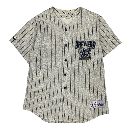 Milwaukee Brewers Majestic Mlb Jersey - Medium Grey Polyester