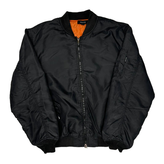 Vintage Ring Of Fire Bomber Jacket - 2XL Black Polyester