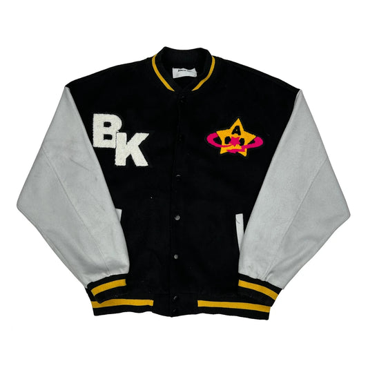 Vintage Star Logo Blackair Graphic Varsity Jacket - XL Black Polyester