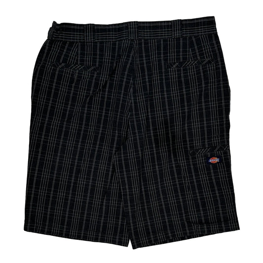 Dickies Checked Shorts - 36W 12L Black Cotton