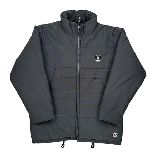 Vintage Mickey Mouse Disney Graphic Puffer - Large Black Polyester