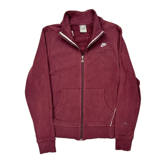 Nike Track Jacket - Medium Burgundy Cotton Blend