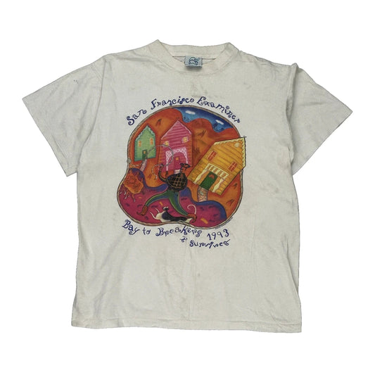 San Francisco Examiner Bay To Breakers 1993 Unbranded Single Stitch T-Shirt - Large White Cotton
