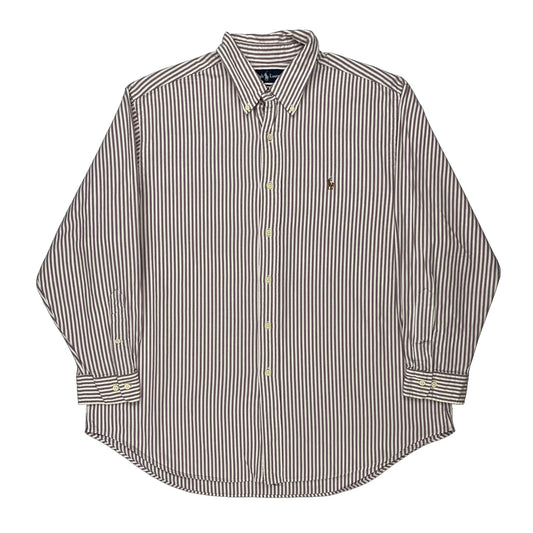 Ralph Lauren Striped Shirt - XL Burgundy Cotton