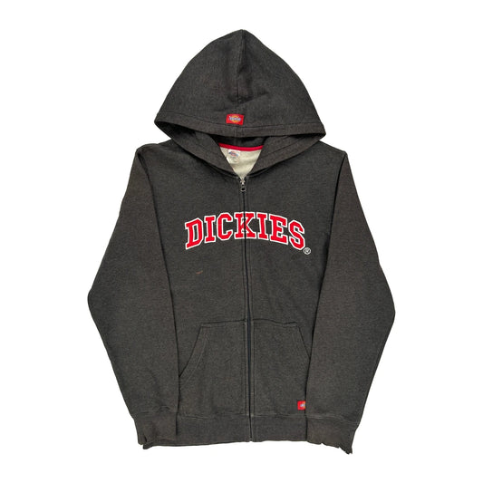Dickies Spellout Hoodie - Large Grey Cotton Blend