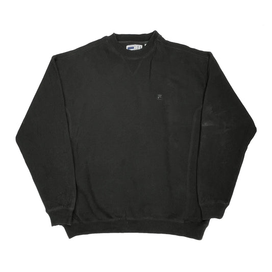 Vintage Fila Sweatshirt - 2XL Black Cotton Blend