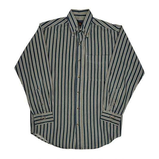 Route 66 Striped Shirt - Small Blue Cotton
