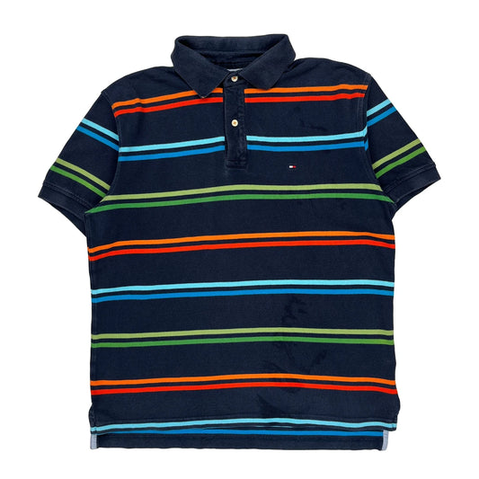 Tommy Hilfiger Striped Polo Shirt - Large Multicoloured Cotton