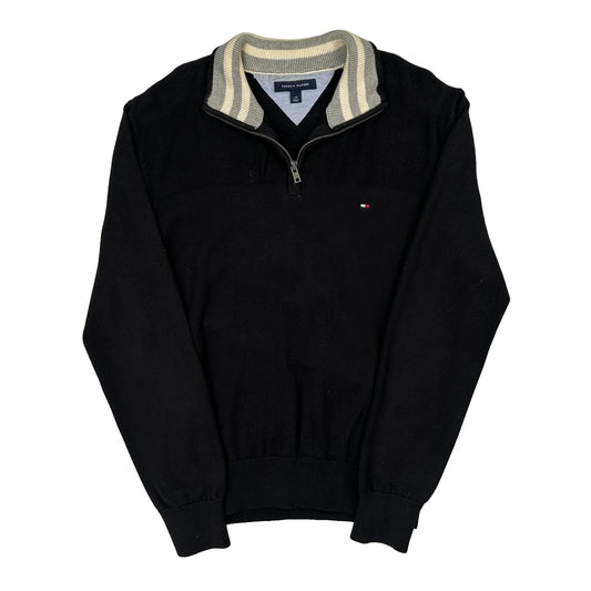 Vintage Tommy Hilfiger 1/4 Zip - Large Black Cotton