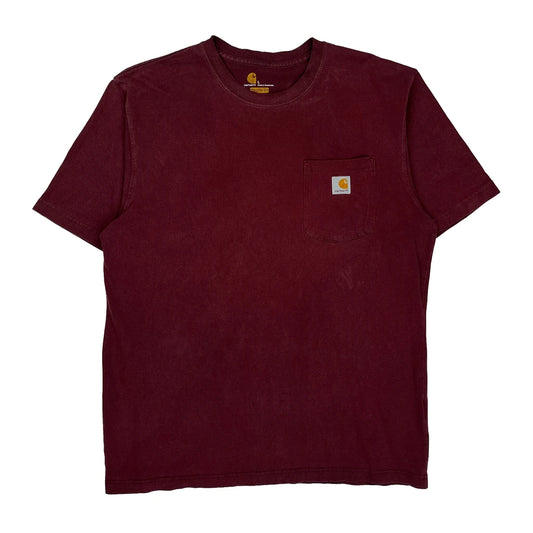 Vintage Carhartt T-Shirt - Large Burgundy Cotton