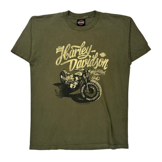 Six Bends Fort Myers, Florida Harley Davidson Graphic T-Shirt - Large Green Cotton