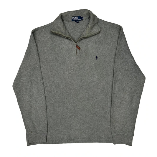 Vintage Polo By Ralph Lauren 1/4 Zip - Large Grey Cotton