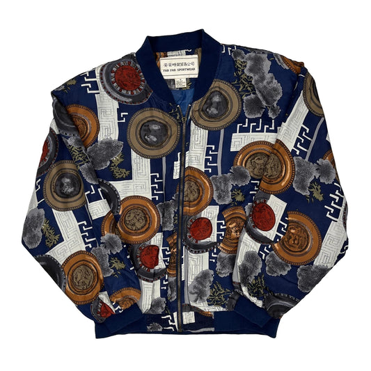Unbranded Graphic Bomber Jacket - Medium Multicoloured Silk