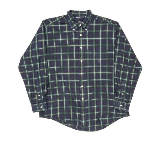 Nautica Checked Shirt - Large Green Cotton