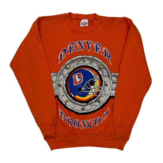 Vintage Denver Broncos Saturdays Hero Nfl Sweatshirt - Large Orange Cotton