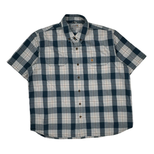 Carhartt Checked Short Sleeve Shirt - 2XL Blue Cotton