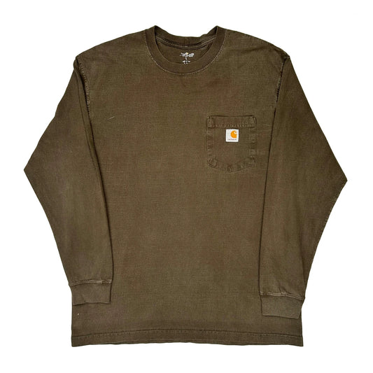 Carhartt Long Sleeve T-Shirt - Large Brown Cotton
