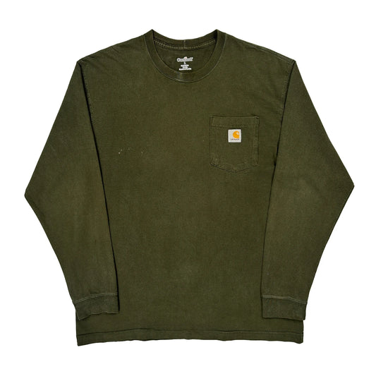 Carhartt Long Sleeve T-Shirt - Large Green Cotton