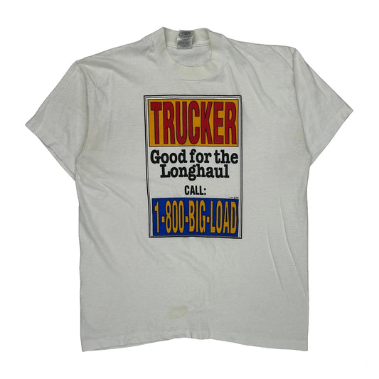 Trucker Fruit Of The Loom T-Shirt - Large White Cotton Blend