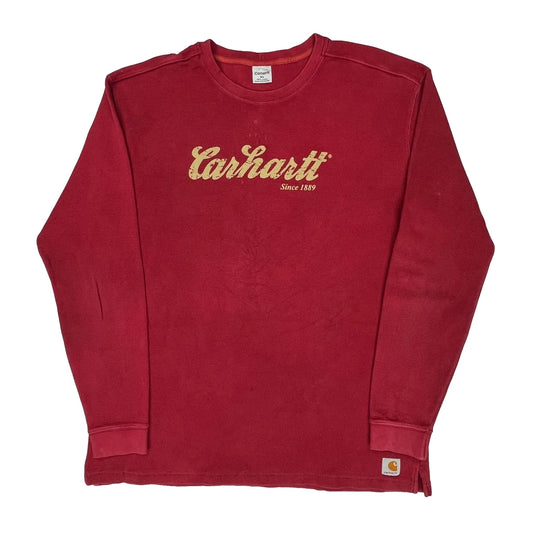 Carhartt Spellout Long Sleeve T-Shirt - XL Red Cotton