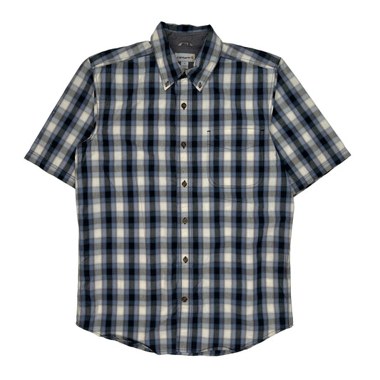 Carhartt Checked Short Sleeve Shirt - Medium Blue Cotton