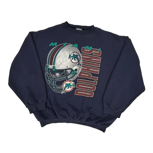 Miami Dolphins Logo Athletics Football Sweatshirt - 2XL Navy Cotton Blend