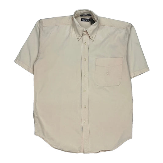 Nautica Short Sleeve Shirt - Small Beige Cotton