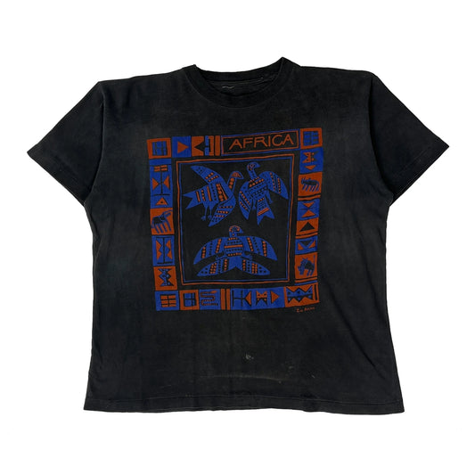 Africa Print Unbranded Graphic T-Shirt - XL Black Cotton