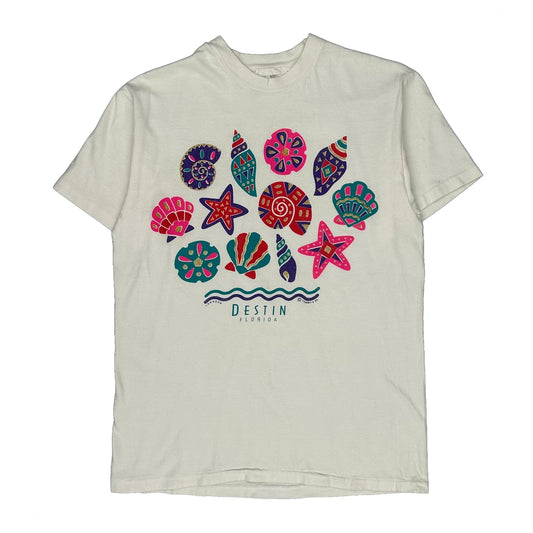 Vintage Destin Florida Hanes Graphic T-Shirt - Medium White Cotton