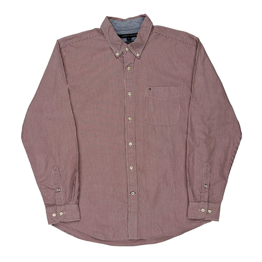 Tommy Hilfiger Striped Shirt - Large Red Cotton