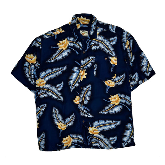 Cabana Joe Floral Hawaiian Shirt - Medium Blue Cotton