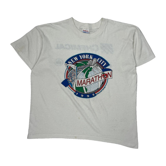 New York City Marathon Tennessee River Graphic T-Shirt - Large White Cotton