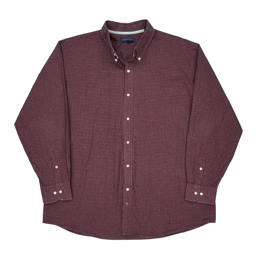 Tommy Hilfiger Checked Shirt - XL Burgundy Cotton