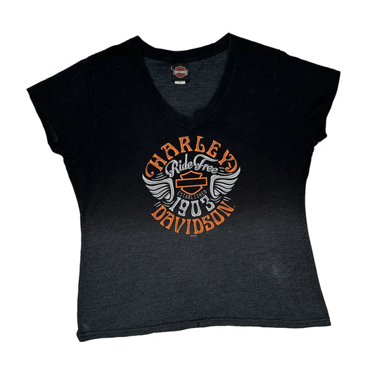 Ride Free 1903 Harley Davidson Graphic T-Shirt - 2XL Grey Cotton