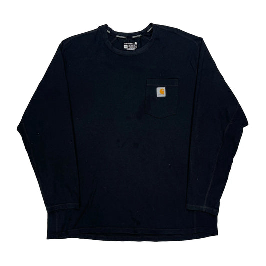 Carhartt Long Sleeve T-Shirt - 2XL Black Cotton