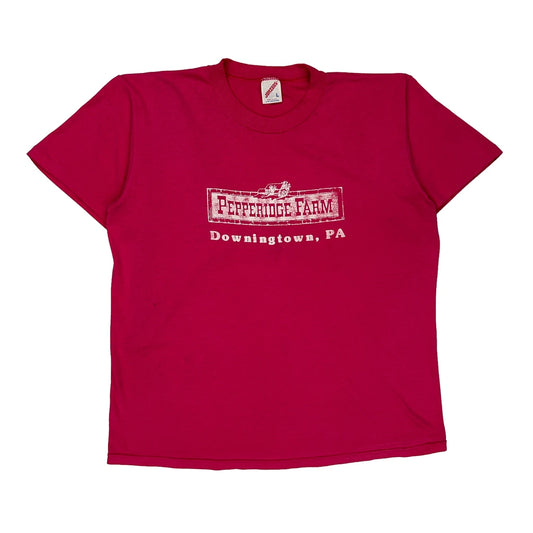 Made In USA Single Stitch Pepperidge Farm Downingtown Jerzees T-Shirt - Large Red Cotton Blend